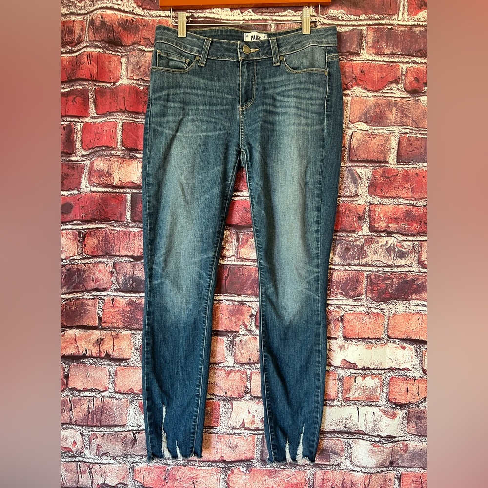 PAIGE Verdugo Ankle Skinny Jeans Raw Hem Mid Rise